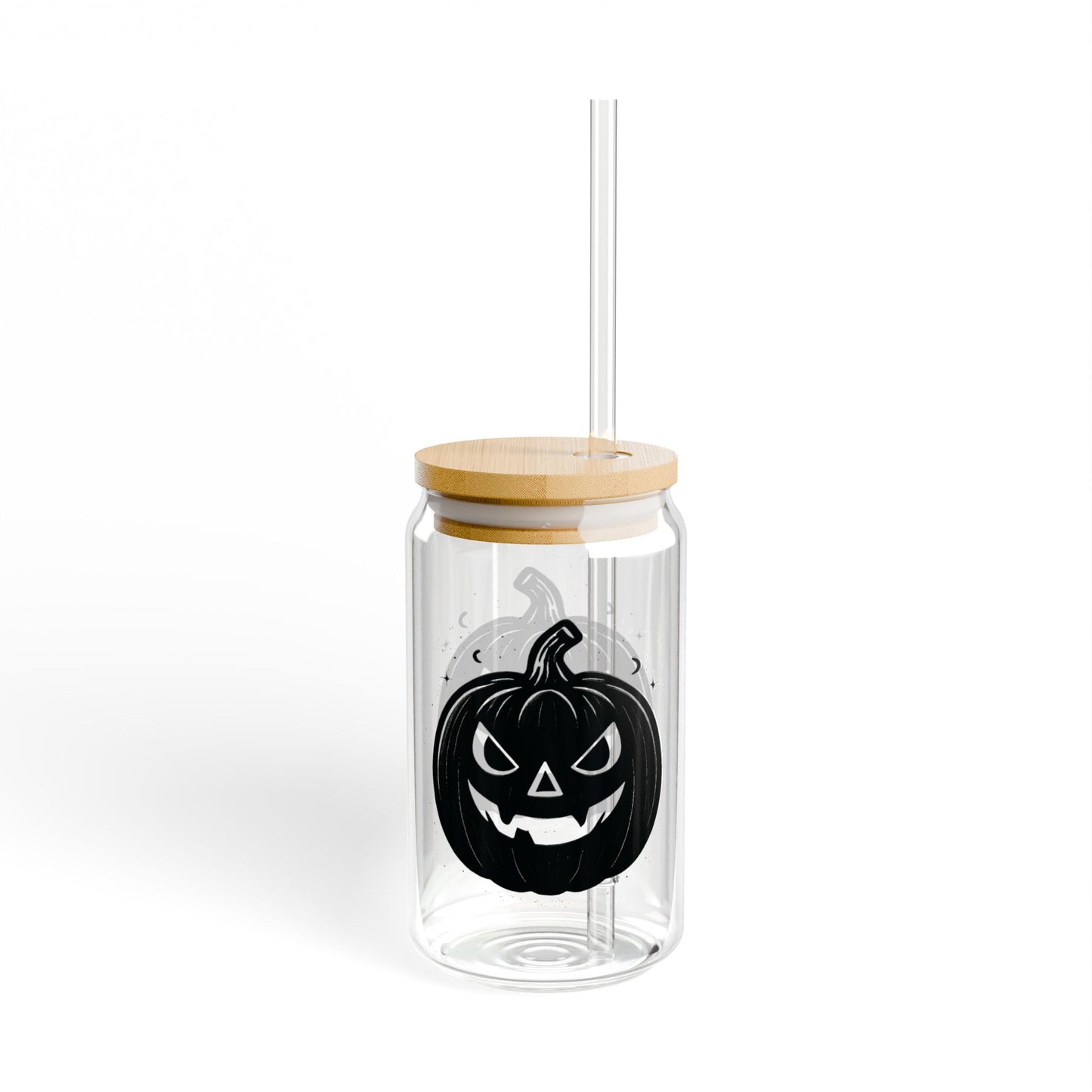 Halloween Sipper Glass with Pumpkin Design