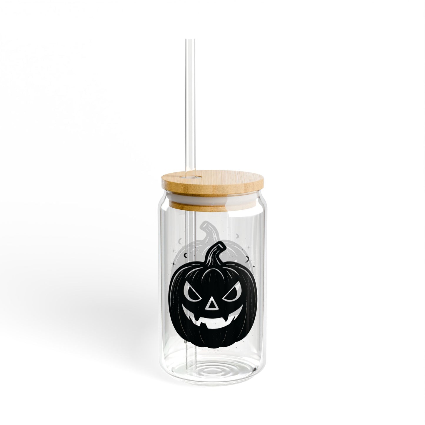 Halloween Sipper Glass with Pumpkin Design